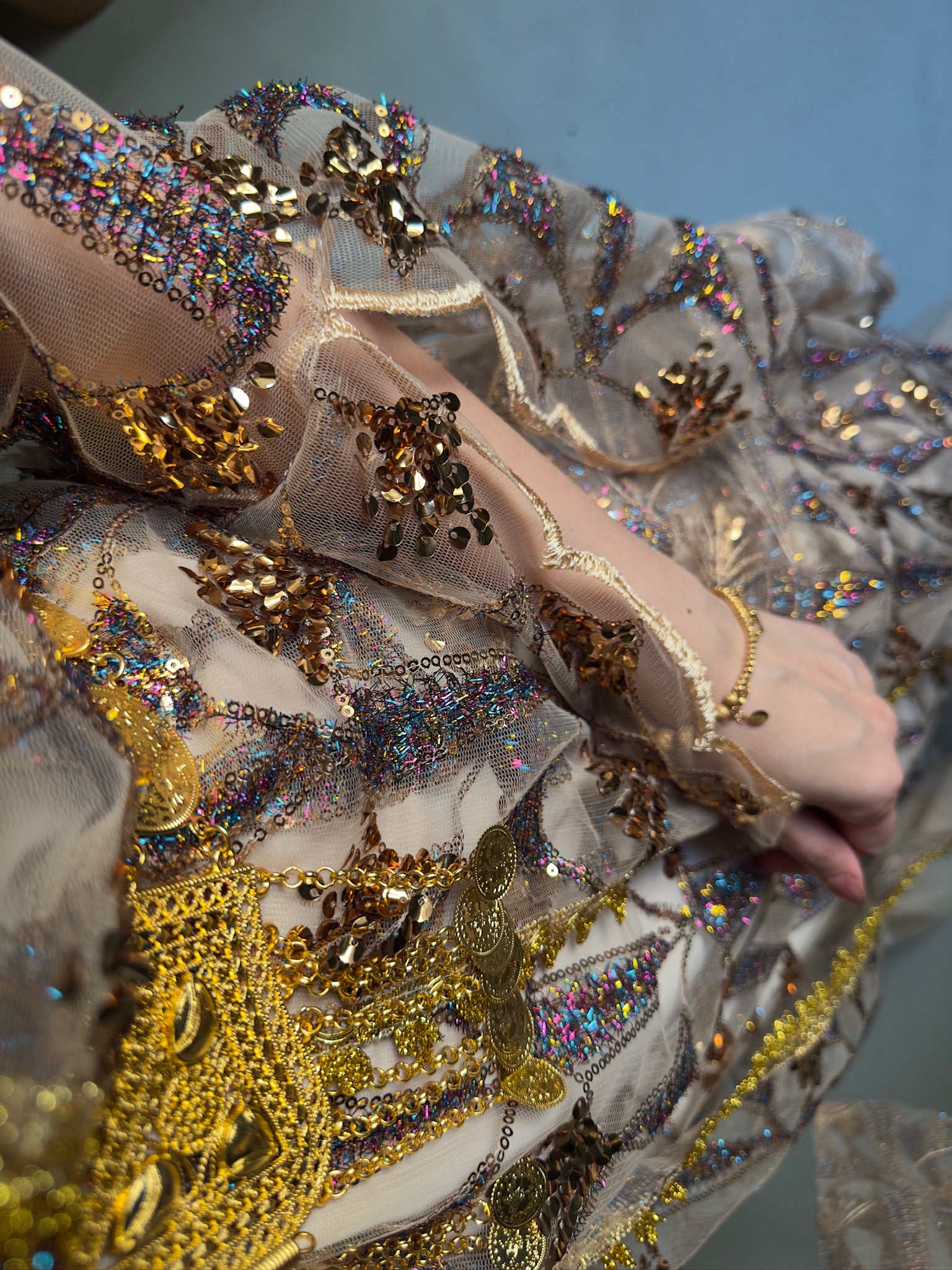 Zêrîn, Champagne & Gold Kurdish Gown | For Rent