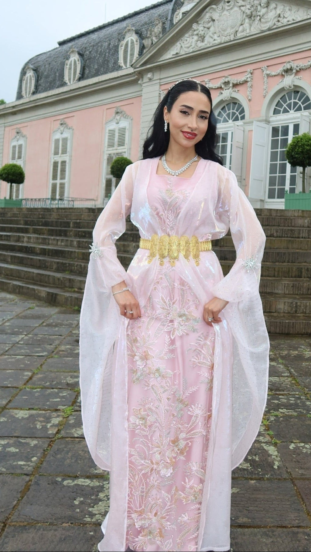 Slava blush rose Kurdish two-piece gown