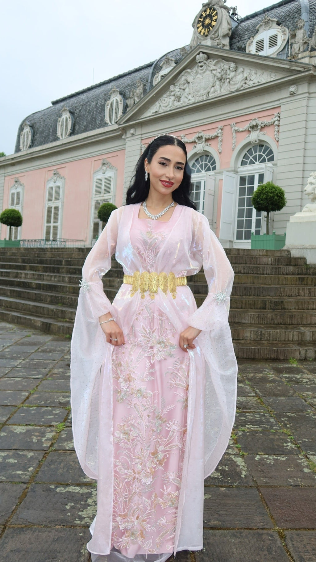 Slava, Kurdish Two-Piece Gown in Blush Rose | For Rent