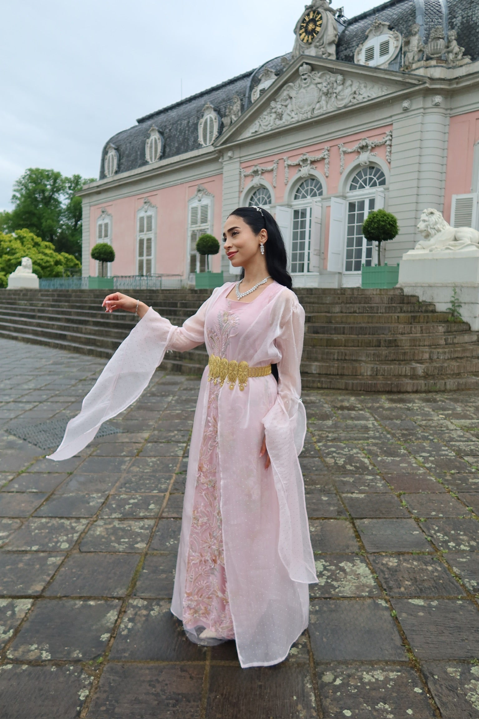 Slava, Kurdish Two-Piece Gown in Blush Rose | For Rent