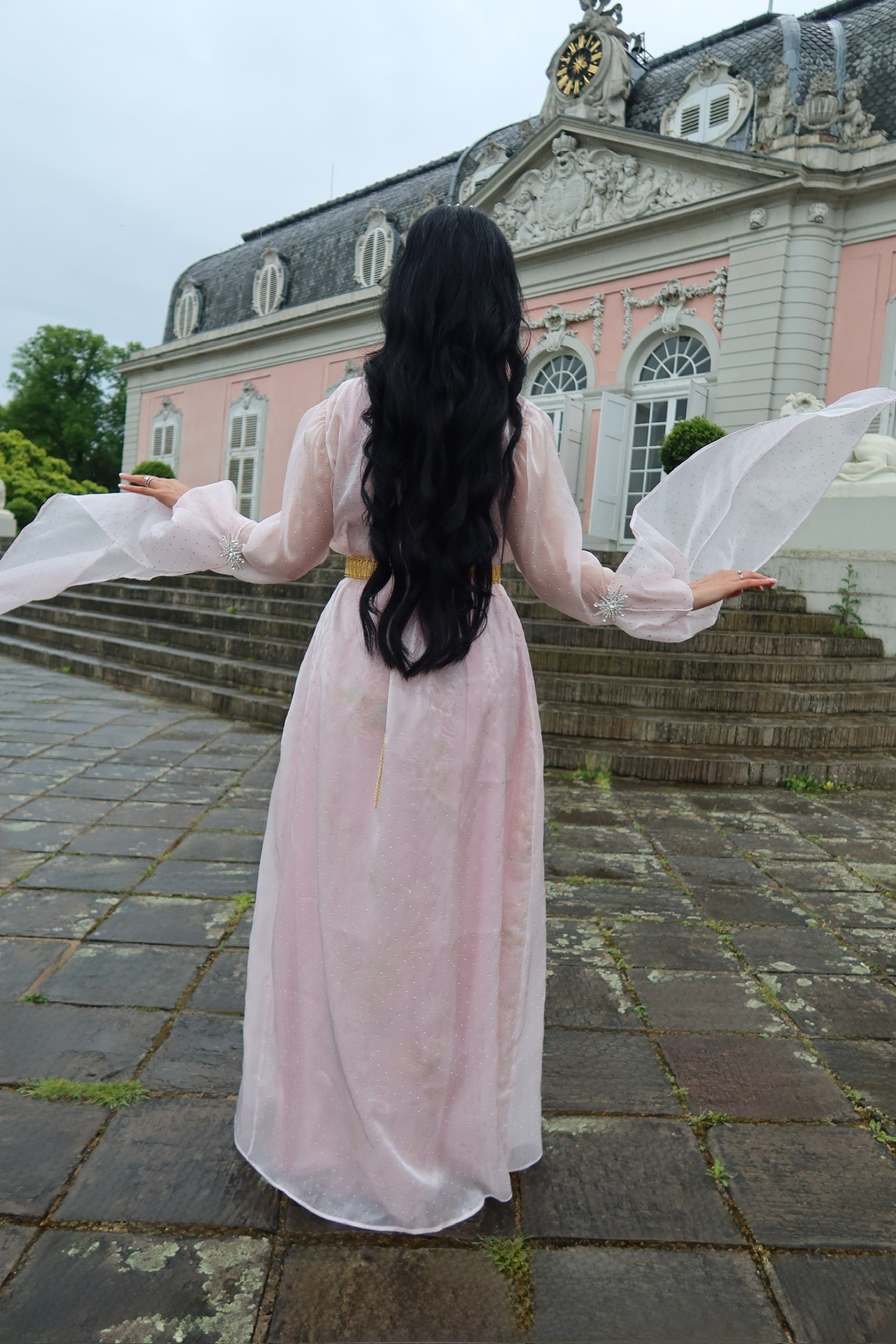 Slava, Kurdish Two-Piece Gown in Blush Rose | For Rent