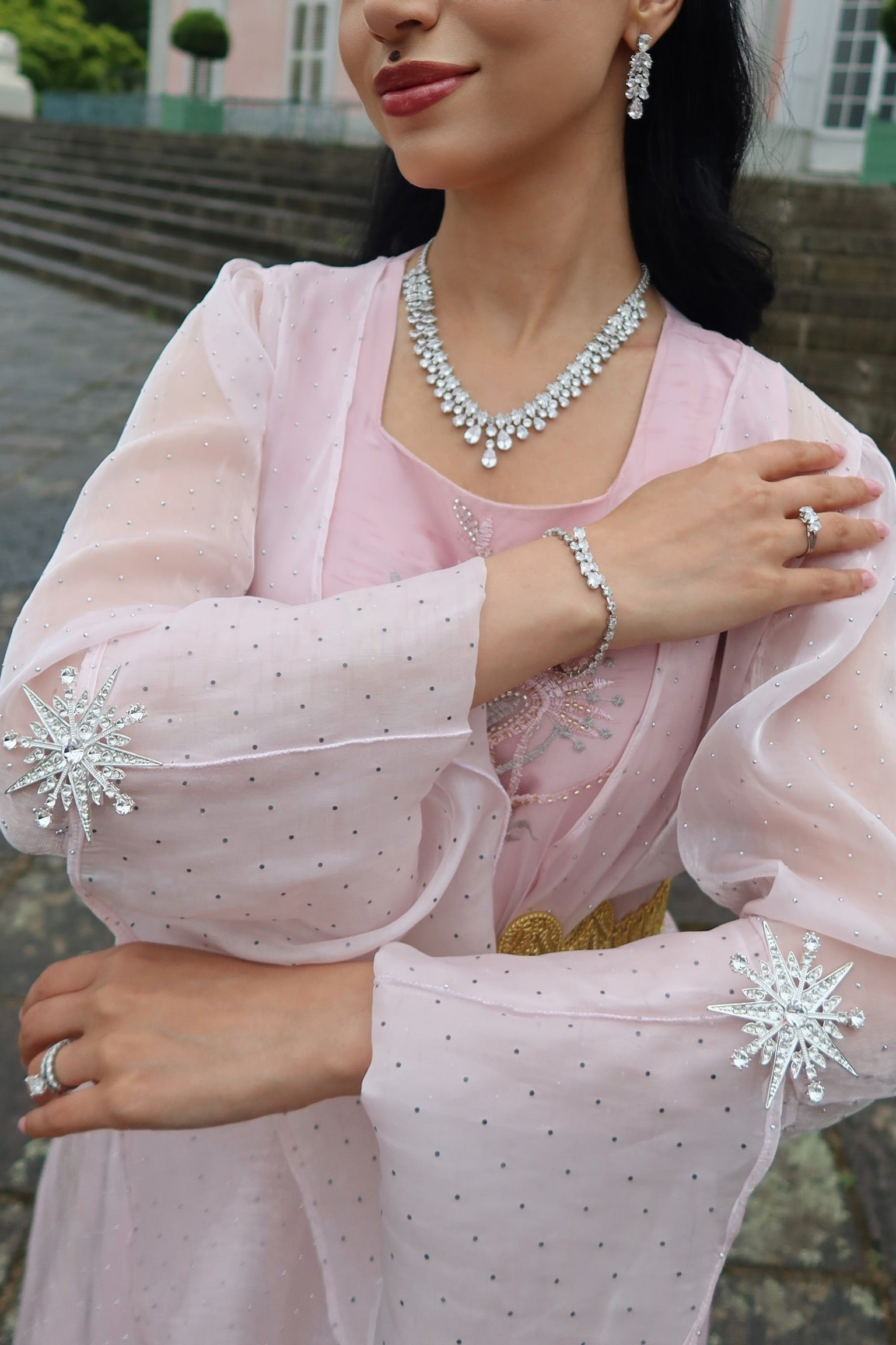 Slava, Kurdish Two-Piece Gown in Blush Rose | For Rent