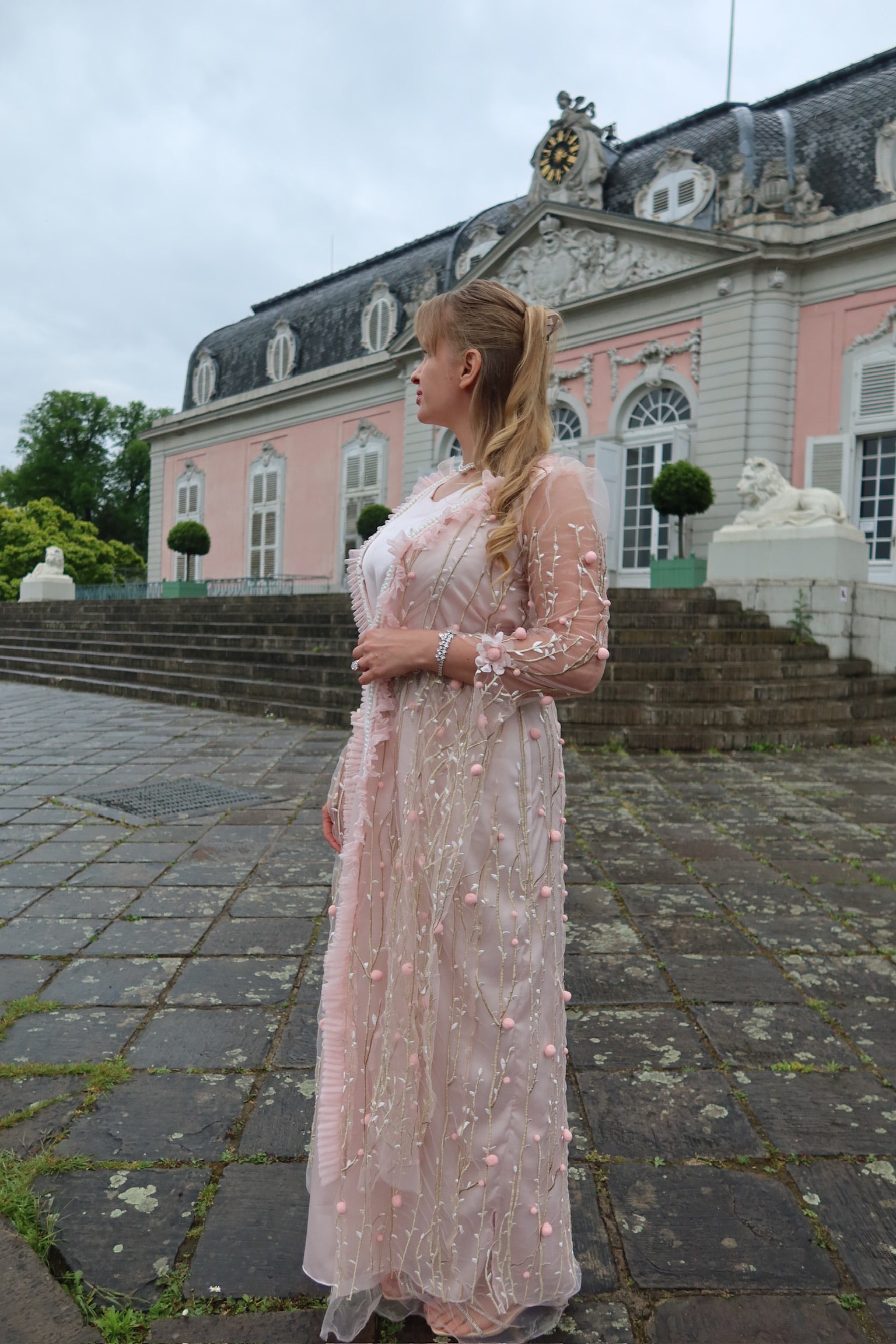 Berfîn, Kurdish Two-Piece Dress in Blush Pink and Ivory | For Rent