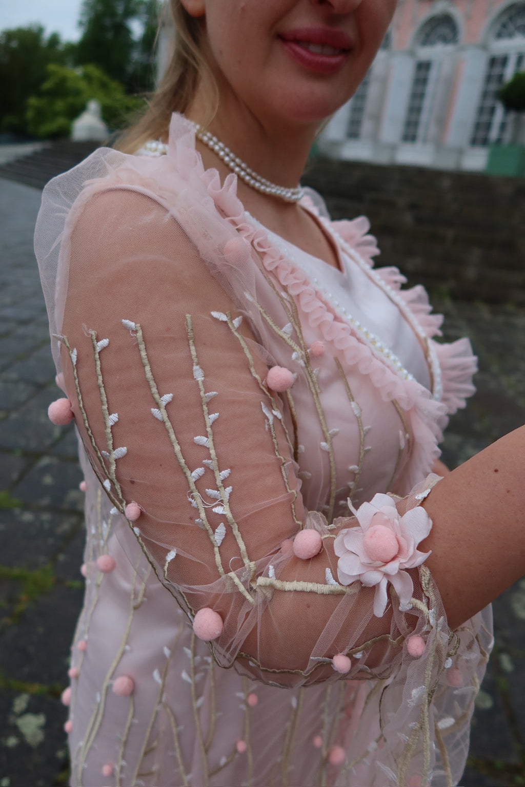 Berfîn, Kurdish Two-Piece Dress in Blush Pink and Ivory | For Rent