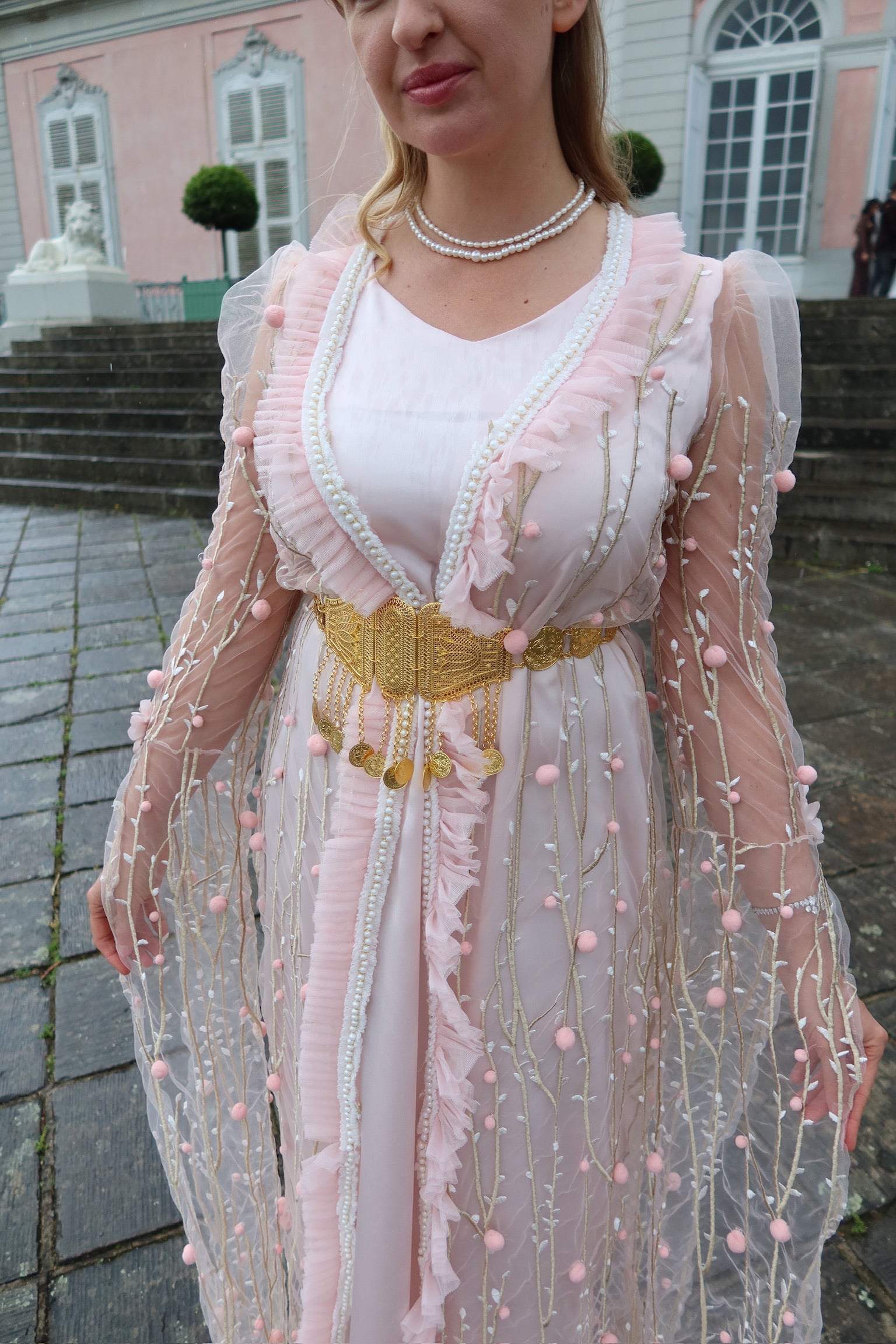 Berfîn, Kurdish Two-Piece Dress in Blush Pink and Ivory