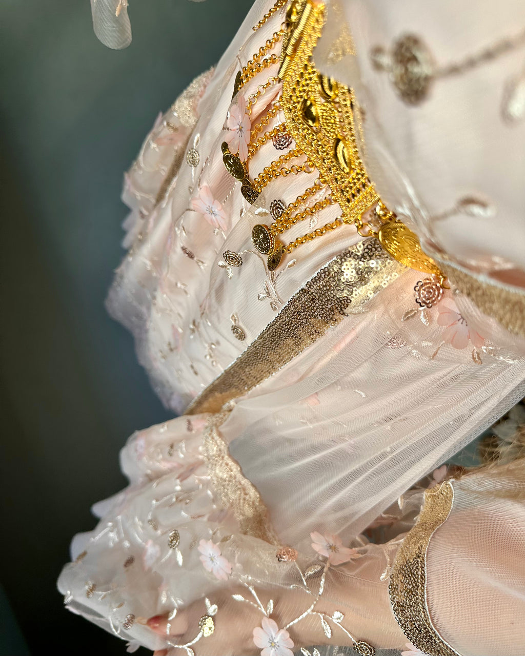 Avesta, Unique design, Kurdish Two-Piece dress in Blush Pink | For Rent