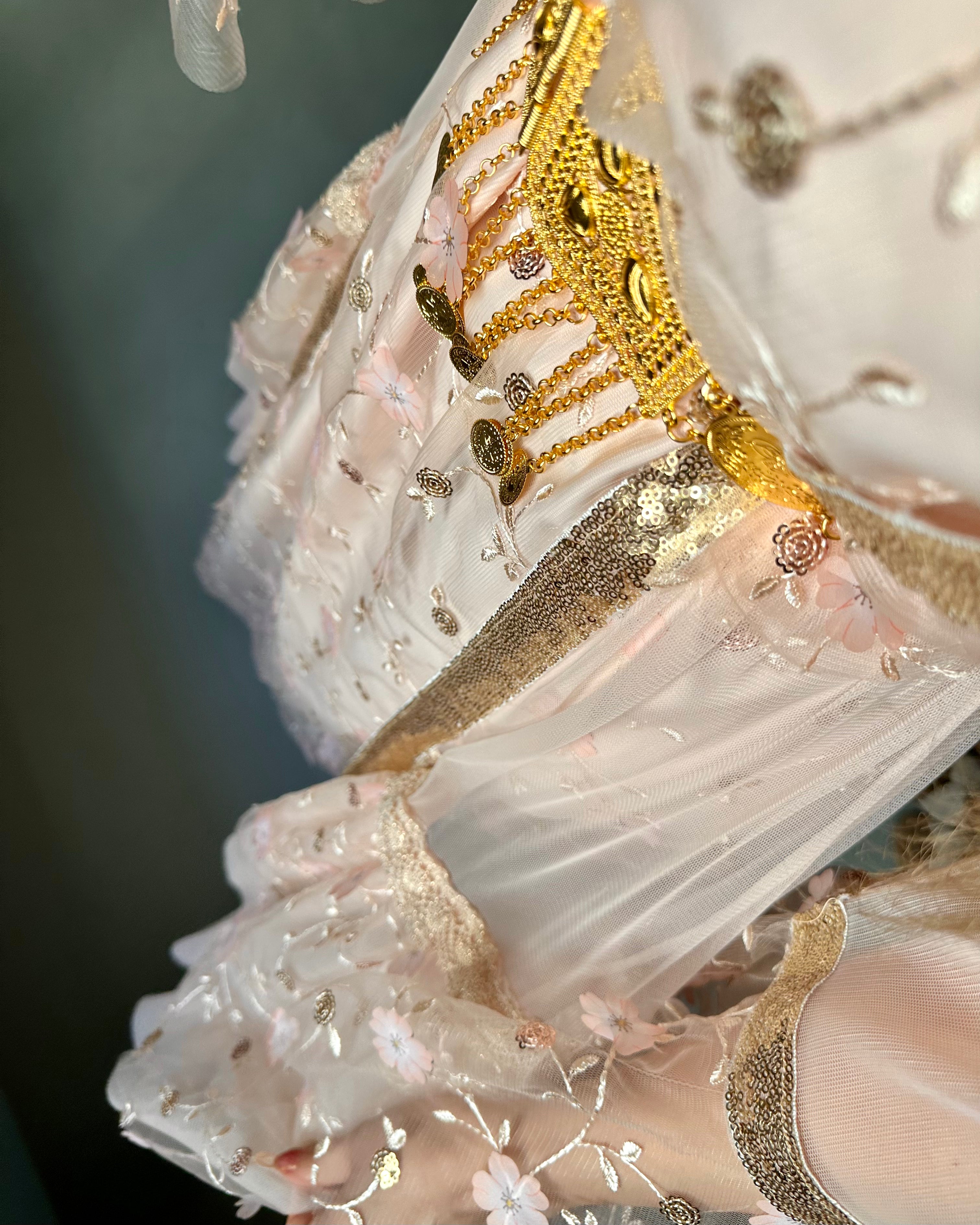 Avesta, Unique design, Kurdish Two-Piece dress in Blush Pink | For Rent