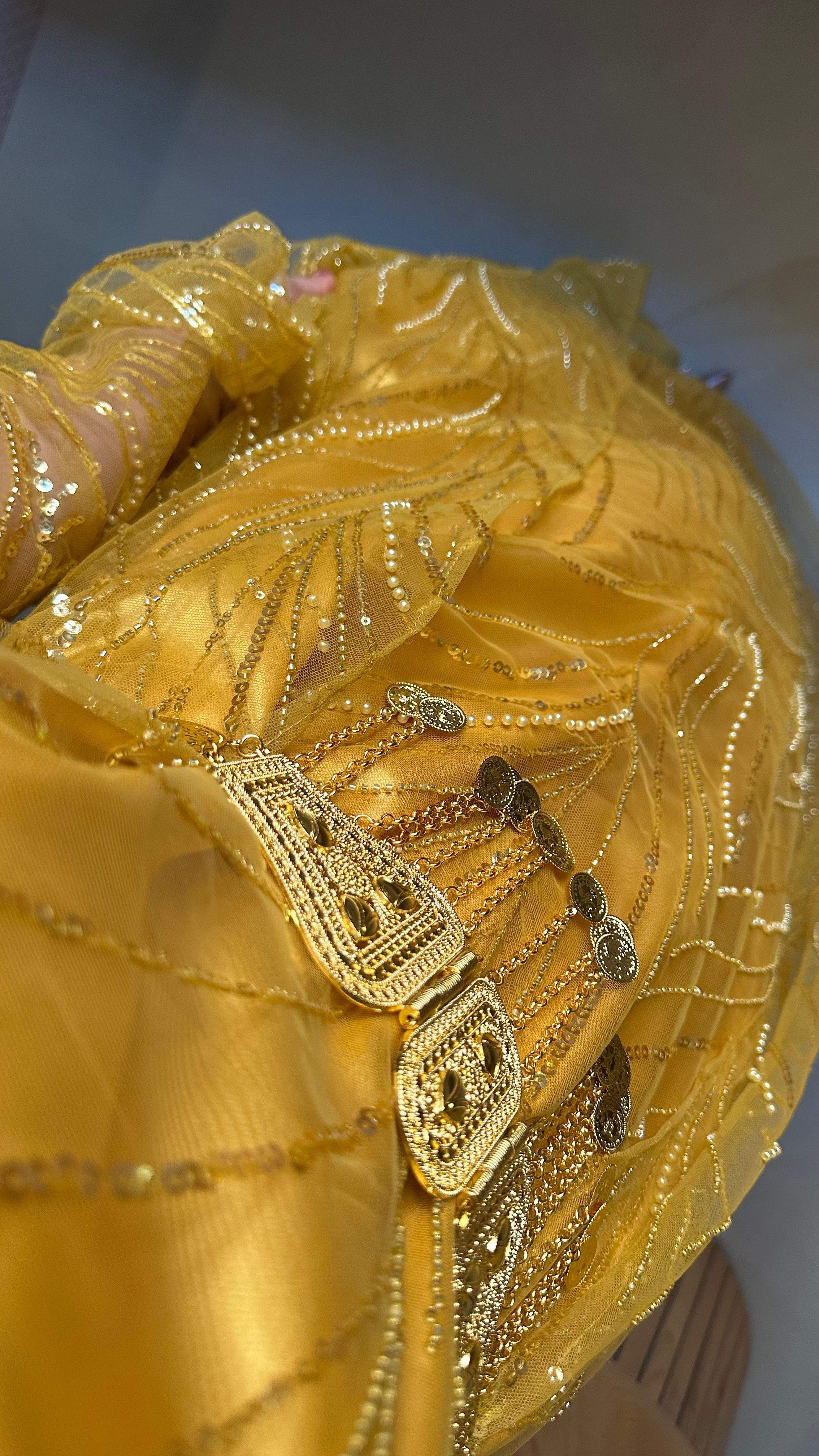 Roj, Kurdish Two-Piece Dress in Yellow and Gold | For Rent