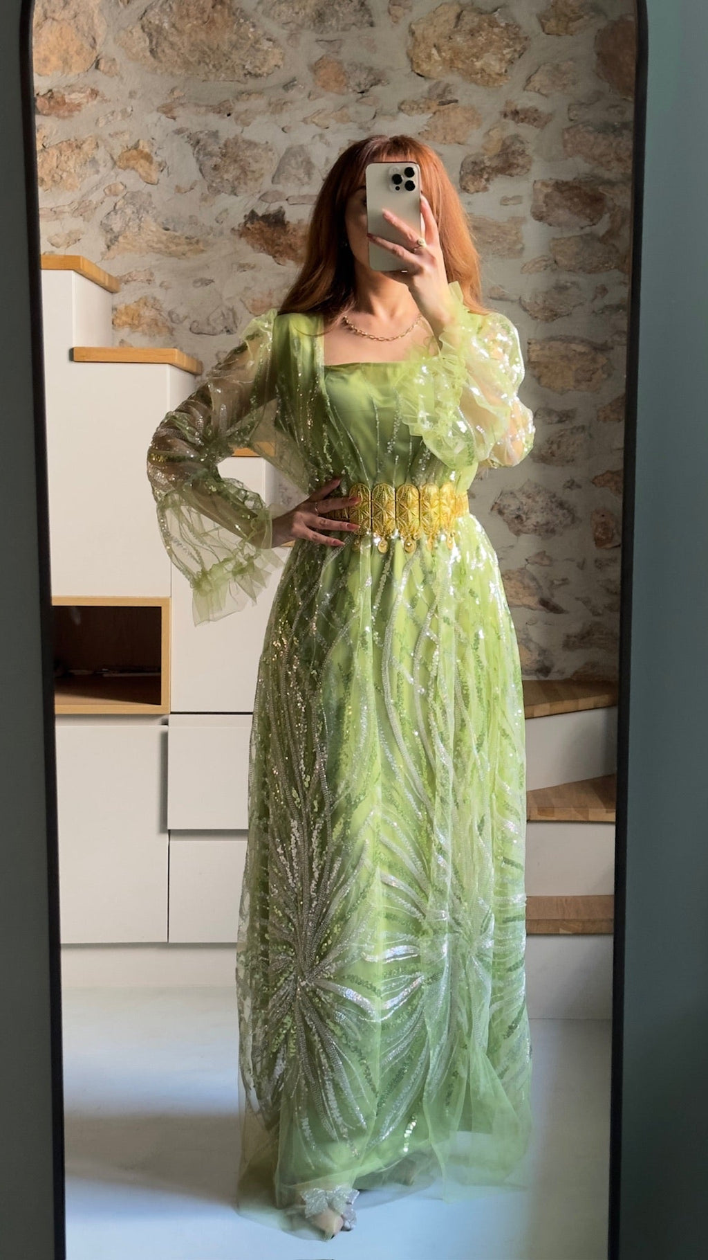 Kesk, Kurdish Two-Piece Dress in Green