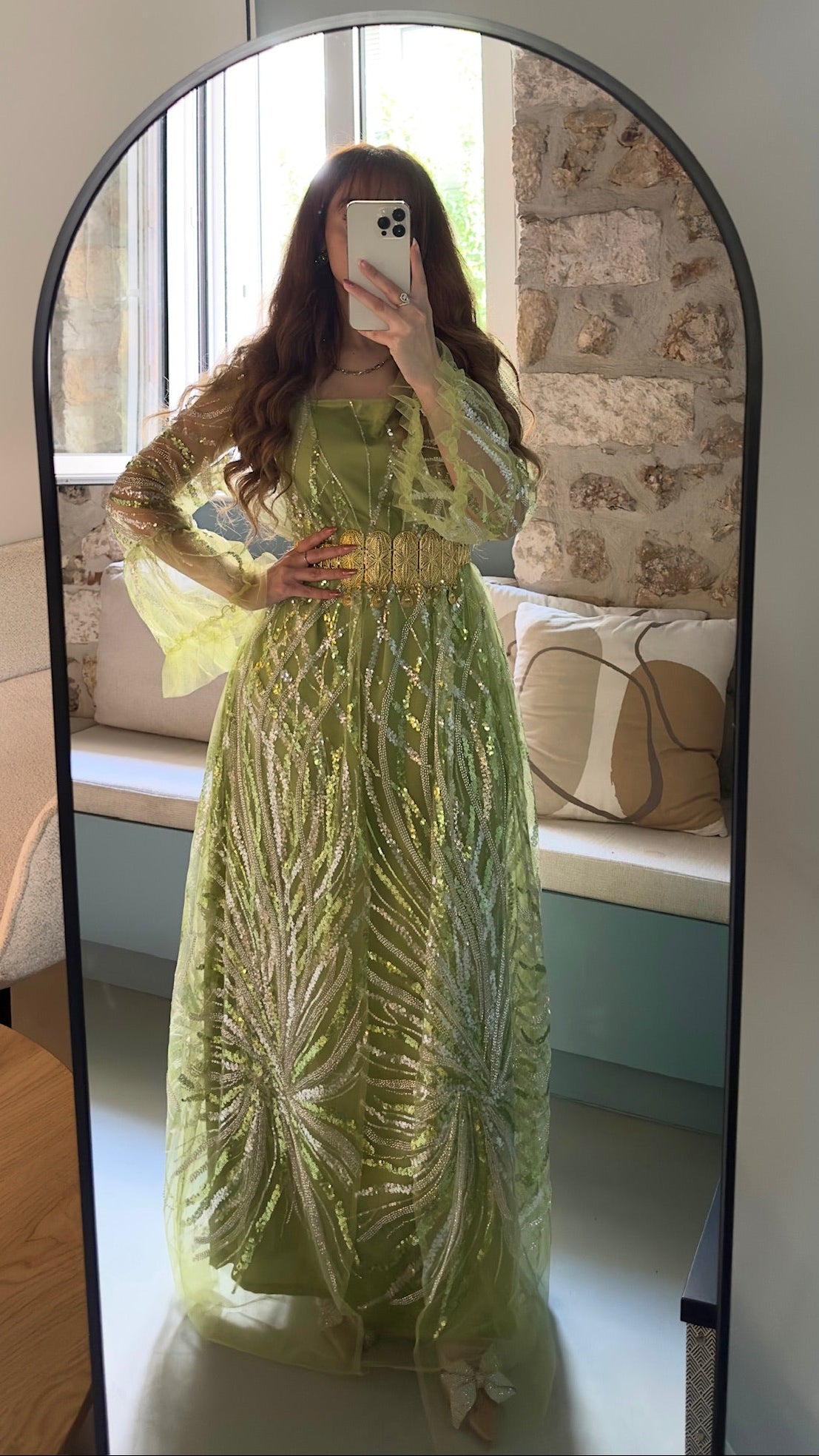 Kesk, Kurdish Two-Piece Dress in Green | For Rent