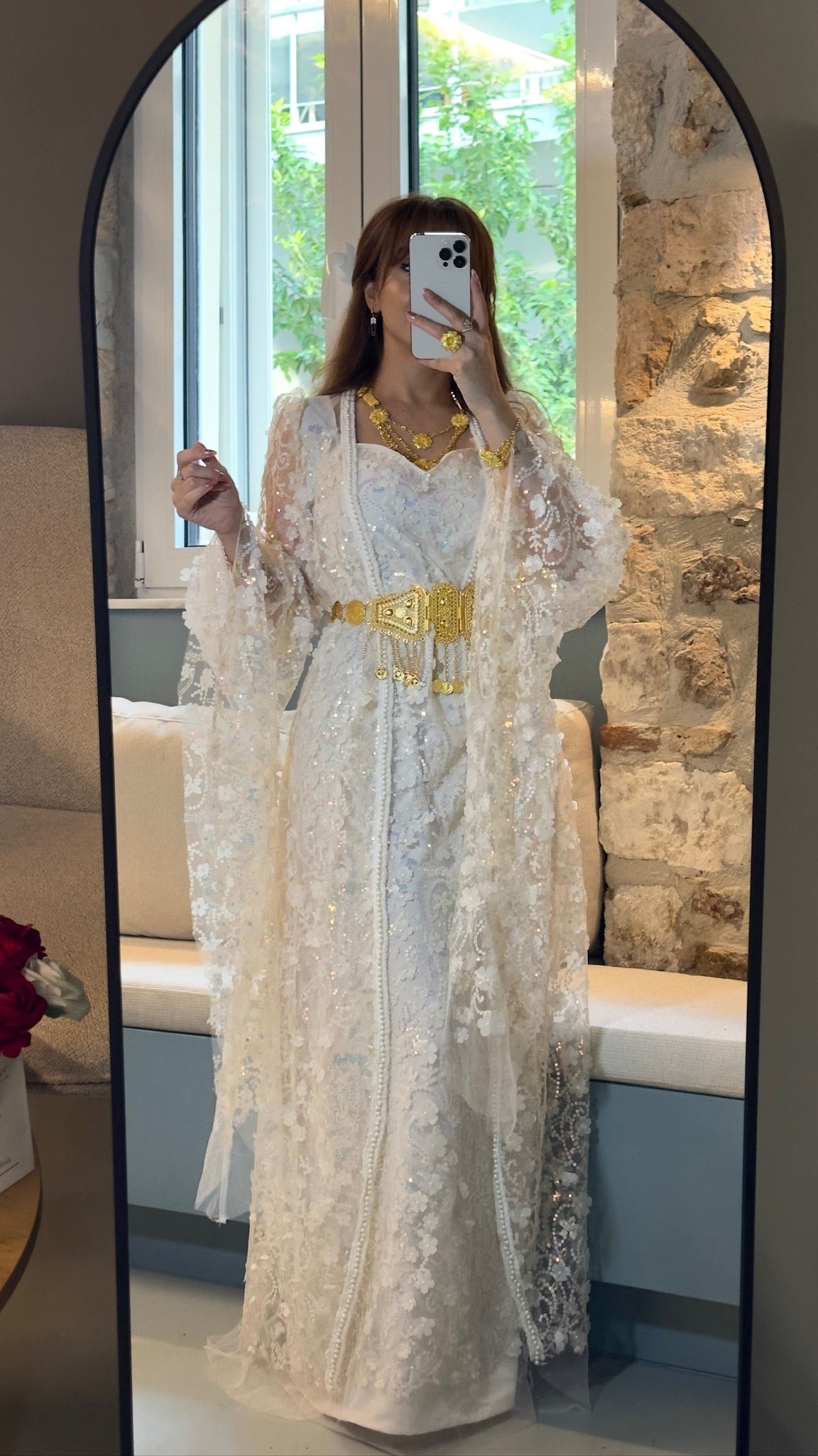 Zîn, Kurdish Two-Piece Wedding Dress in Off-White | For Rent