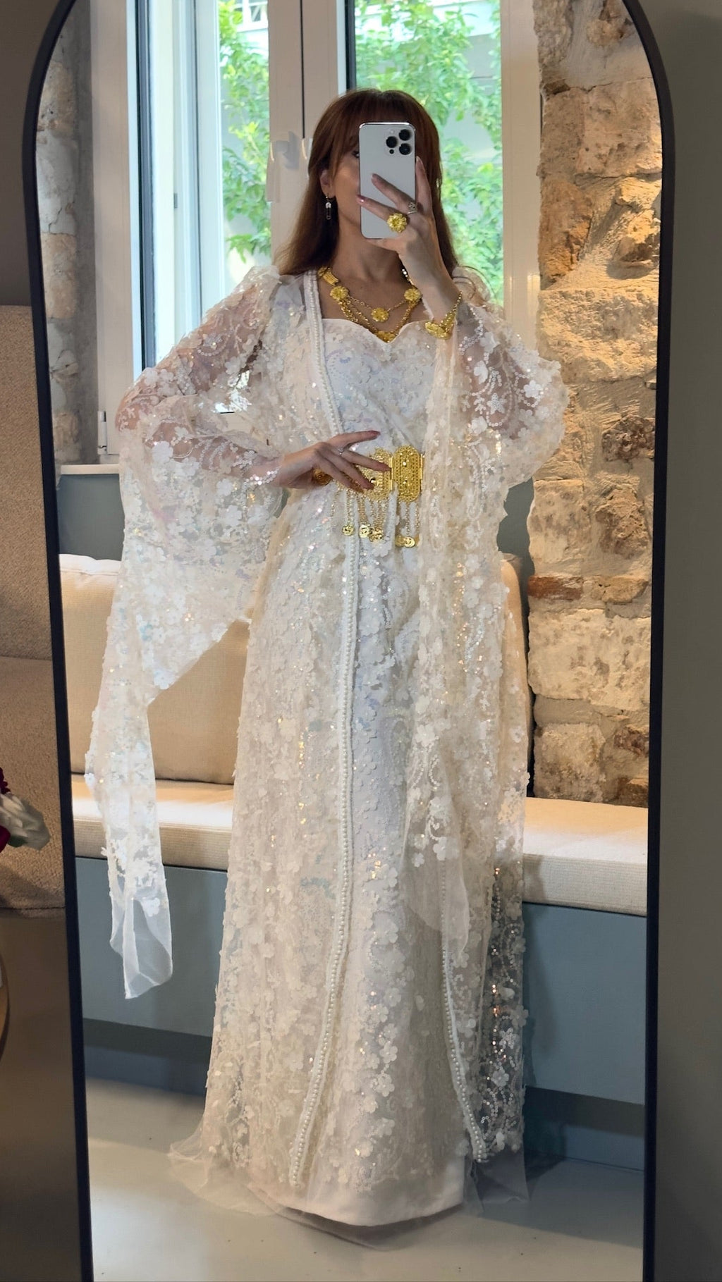 Zîn, Kurdish Two-Piece Wedding Dress in Off-White