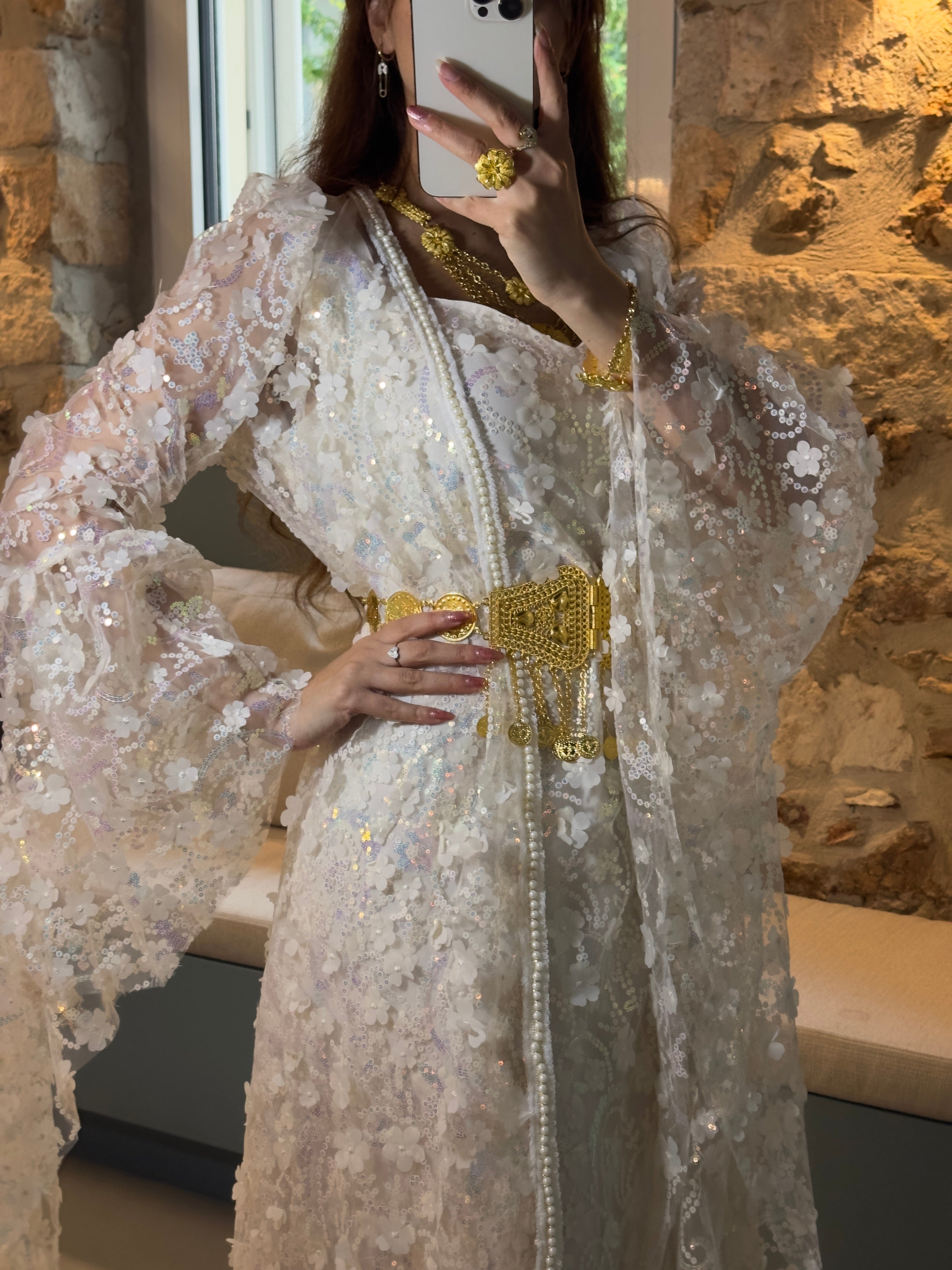 Zîn, Kurdish Two-Piece Wedding Dress in Off-White | For Rent