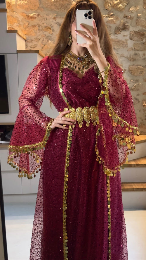 Dîlan, Kurdish Two-Piece Dress in Magenta