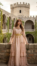 Avesta, Unique design, Kurdish Two-Piece dress in Blush Pink | For Rent