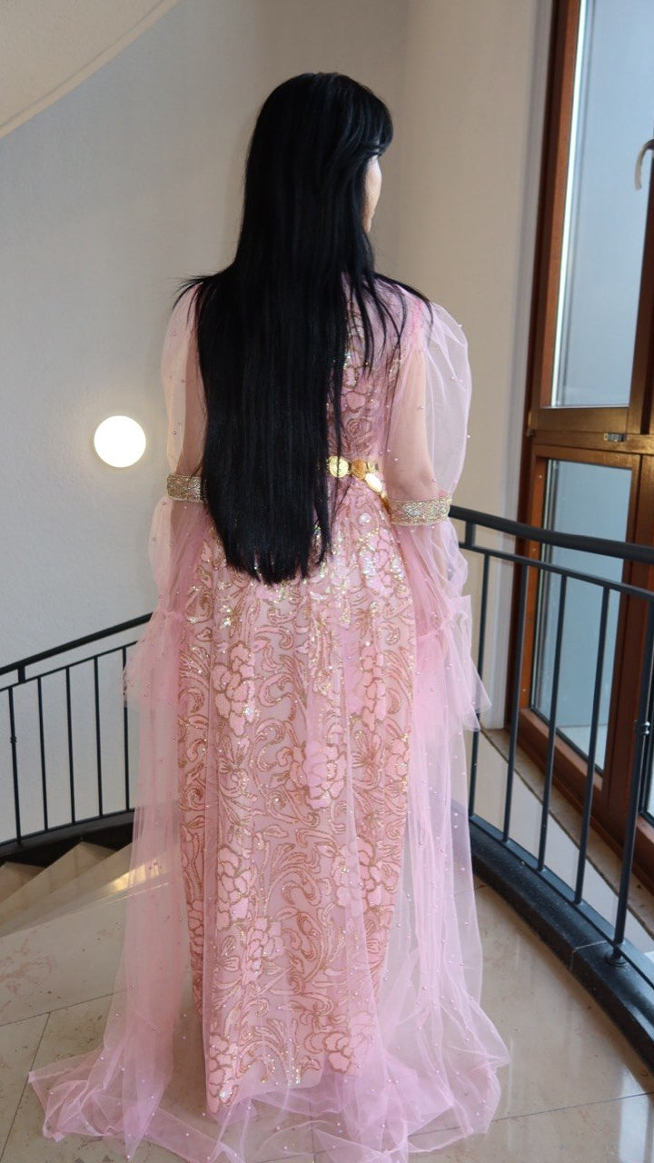 Perî, Kurdish Two-Piece Dress in Pink and Gold | For Rent