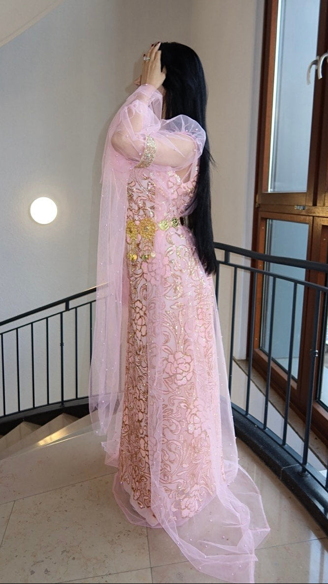Perî, Kurdish Two-Piece Dress in Pink and Gold | For Rent