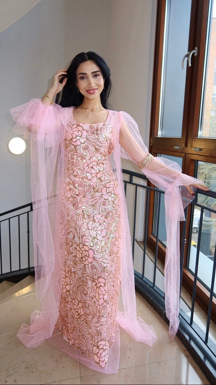 Perî, Kurdish Two-Piece Dress in Pink and Gold | For Rent