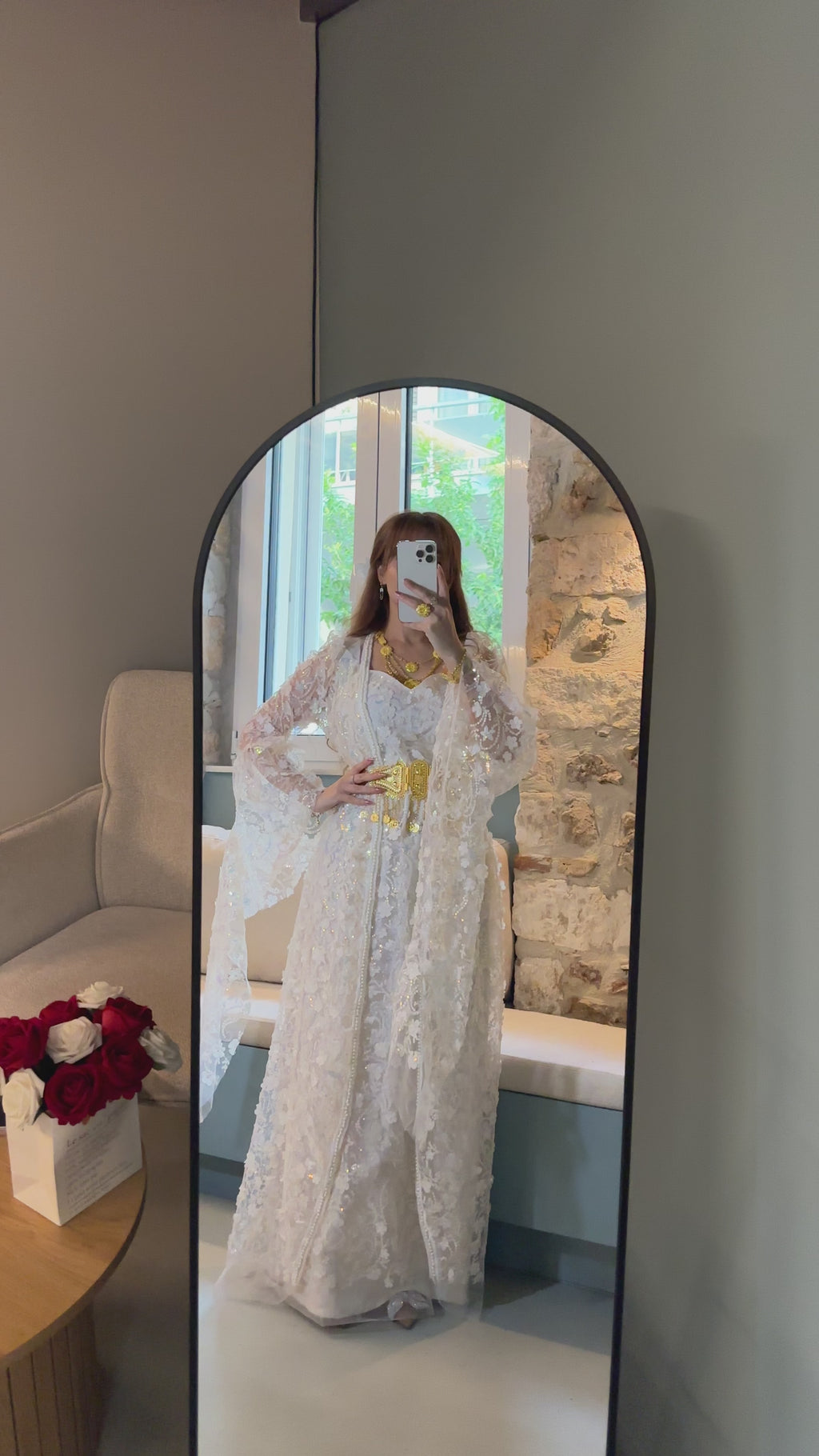 Zîn, Kurdish Two-Piece Wedding Dress in Off-White
