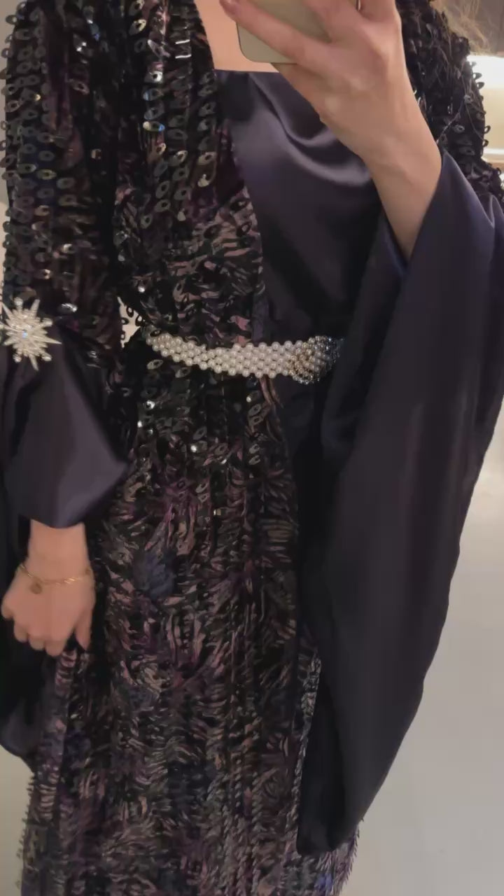Şevîn, Kurdish Two-Piece Gown in Midnight Navy